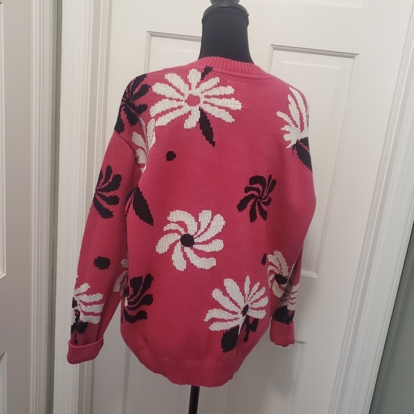 For DAYS PINK Floral Print Oversized Sweater 100% Organic Cotton Size Medium - Picture 5 of 10